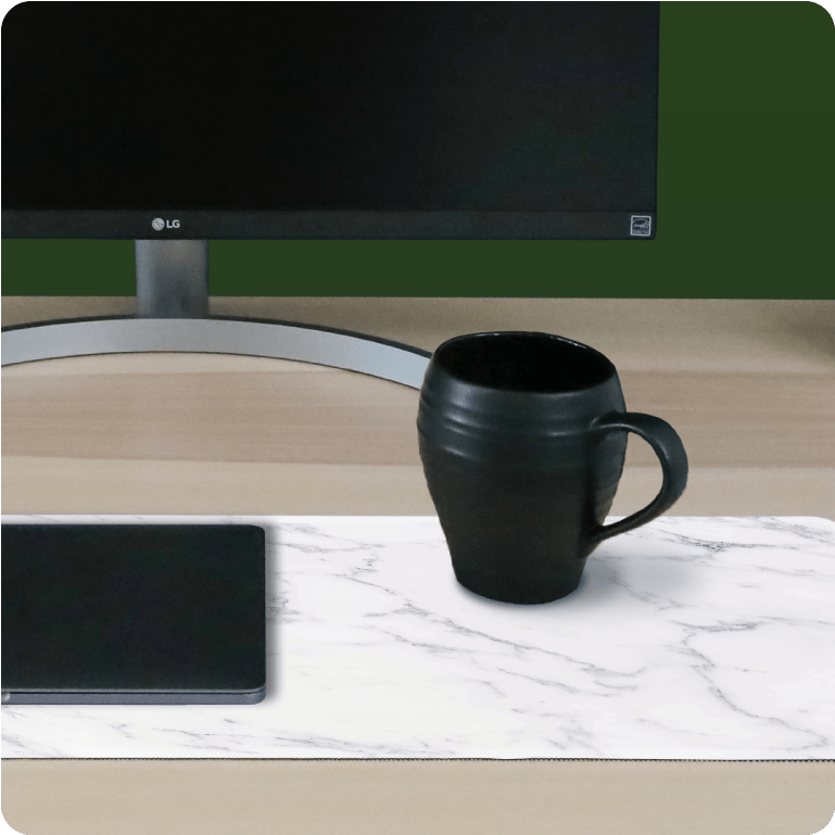 White Marble Desk Mat, Large Desk Pad, Big Gaming Mousepad 10x16